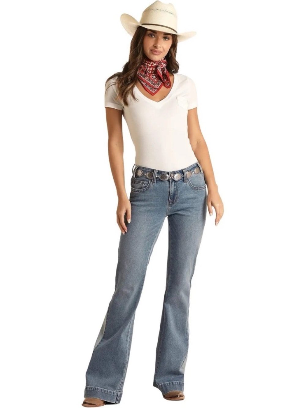 Rock and Roll Cowgirl Women Mid-Rise Trousers with Patch Dye Jeans 30X32 NEW!!